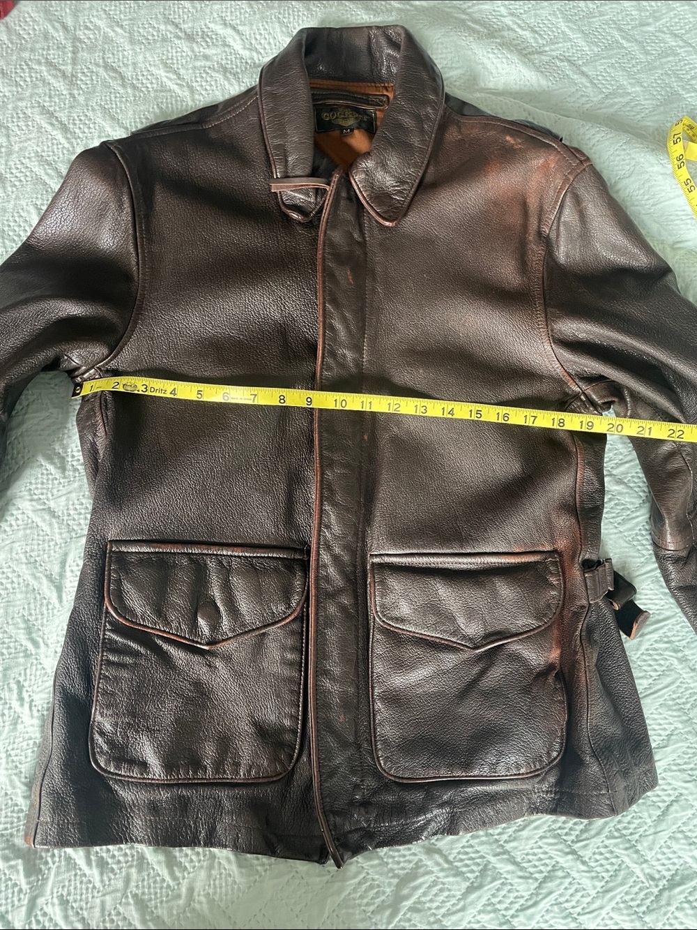 Men's Dark Cockpit USA Roughneck Oildriller Brown Leather Field Jacket - Vintage